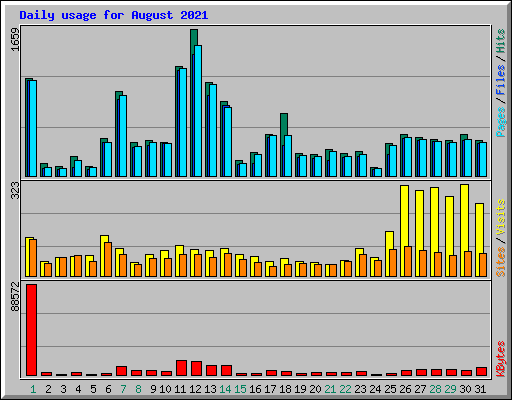 Daily usage for August 2021