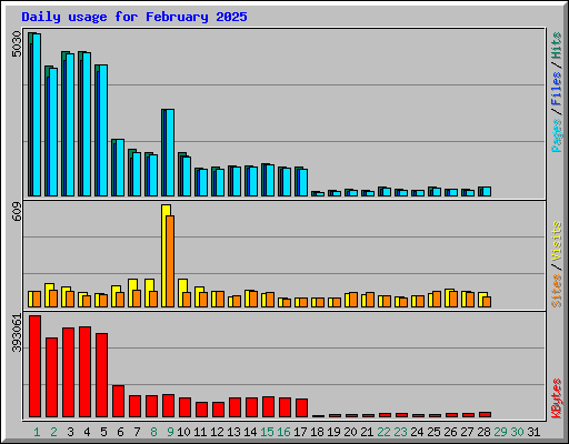 Daily usage for February 2025